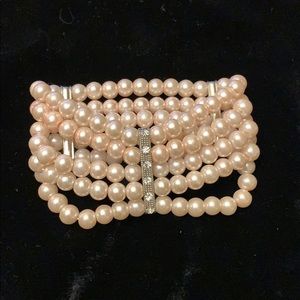Five strand faux pearl bracelet